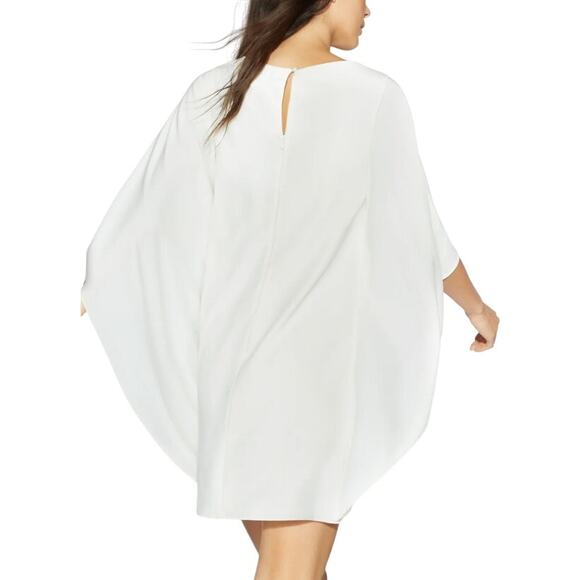 Halston Heritage Women’s Flowy Asymmetric Drape Dress Ivory Sz 12 NWT Chic - Picture 3 of 10